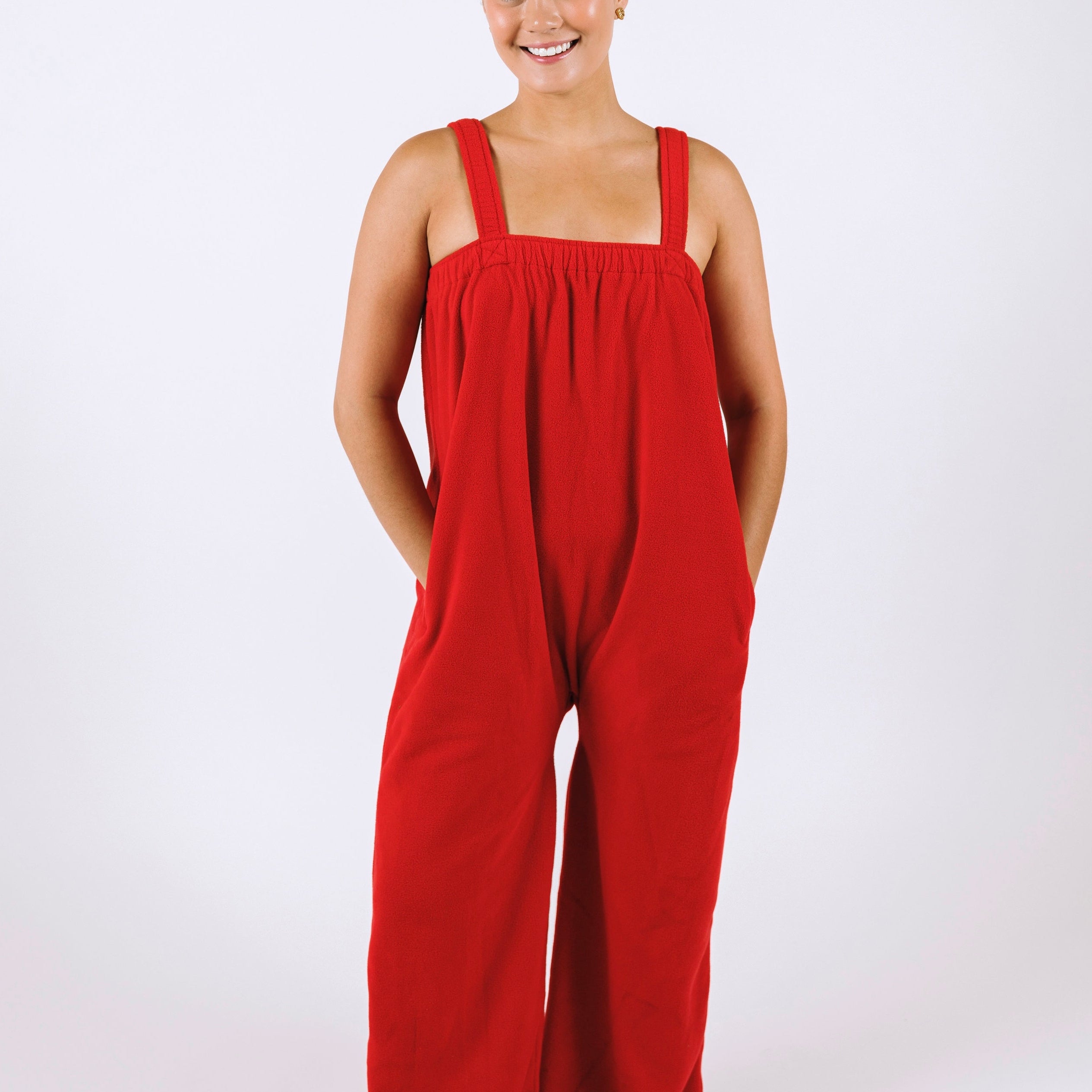 Red long Ready Freddie polar fleece onesie