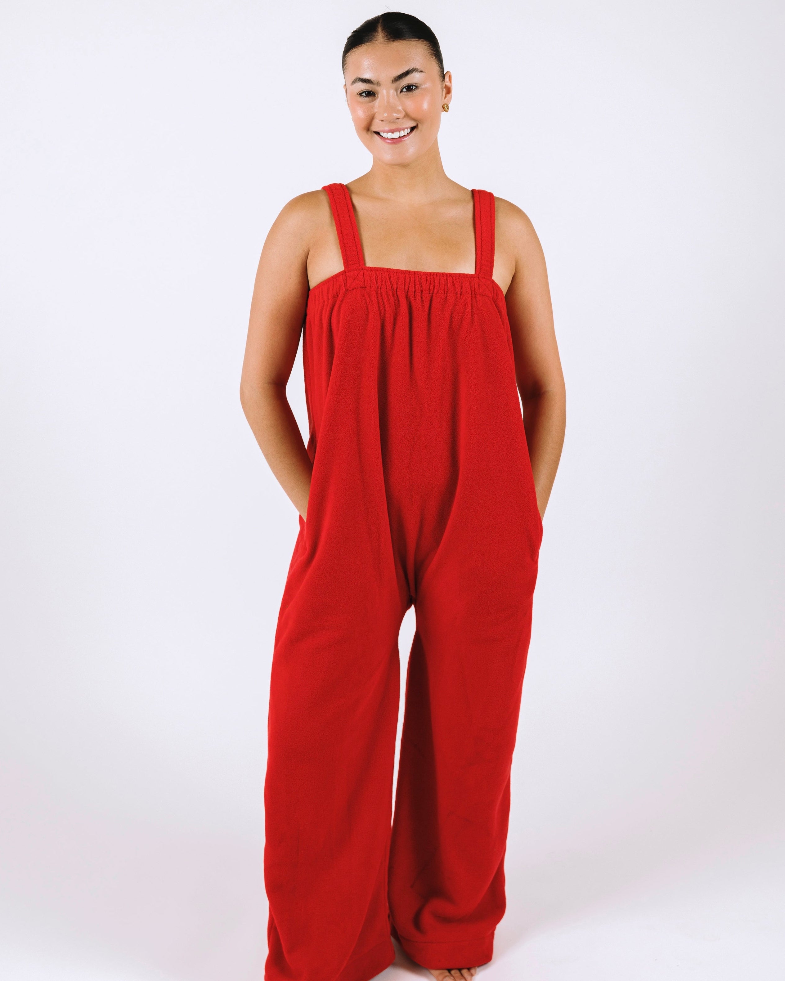 Red long Ready Freddie polar fleece onesie