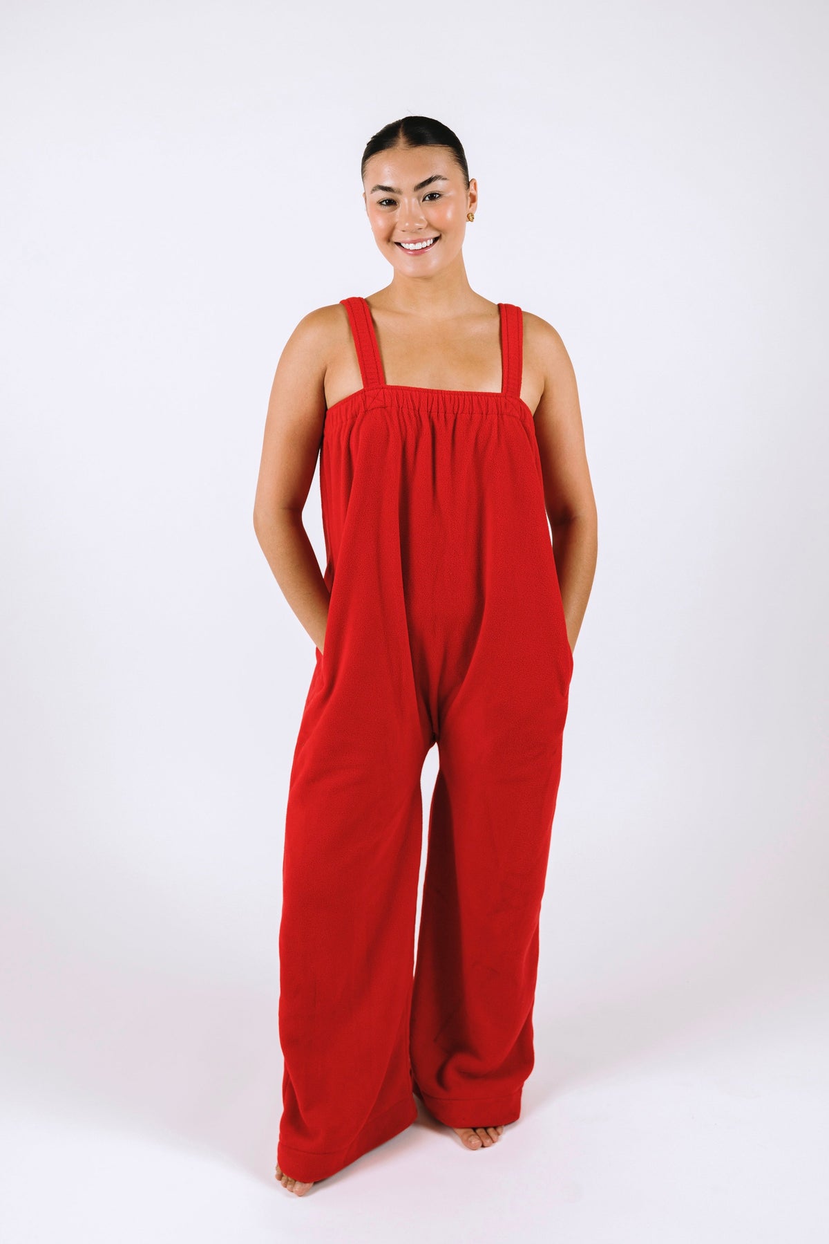 Red long Ready Freddie polar fleece onesie