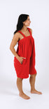 Red short onesie in 100% polyester polar fleece