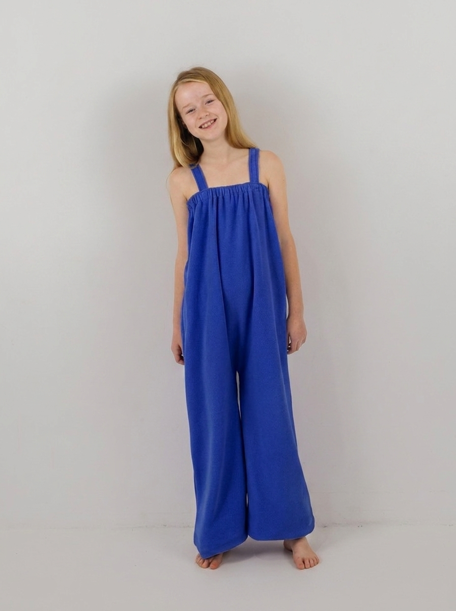 Royal blue kids fleece onesie in Junior and Teen sizes