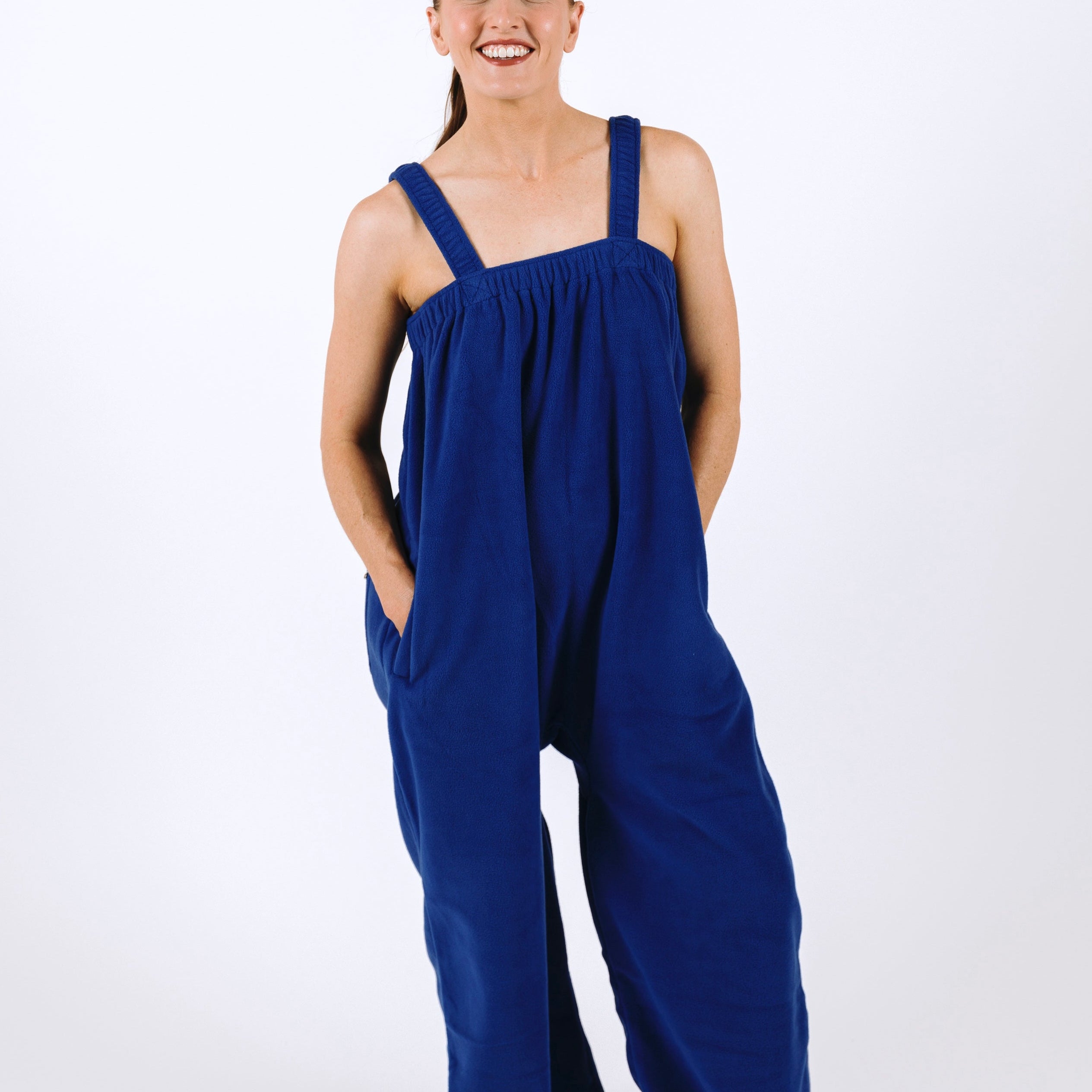 Royal blue long Ready Freddie polar fleece onesie