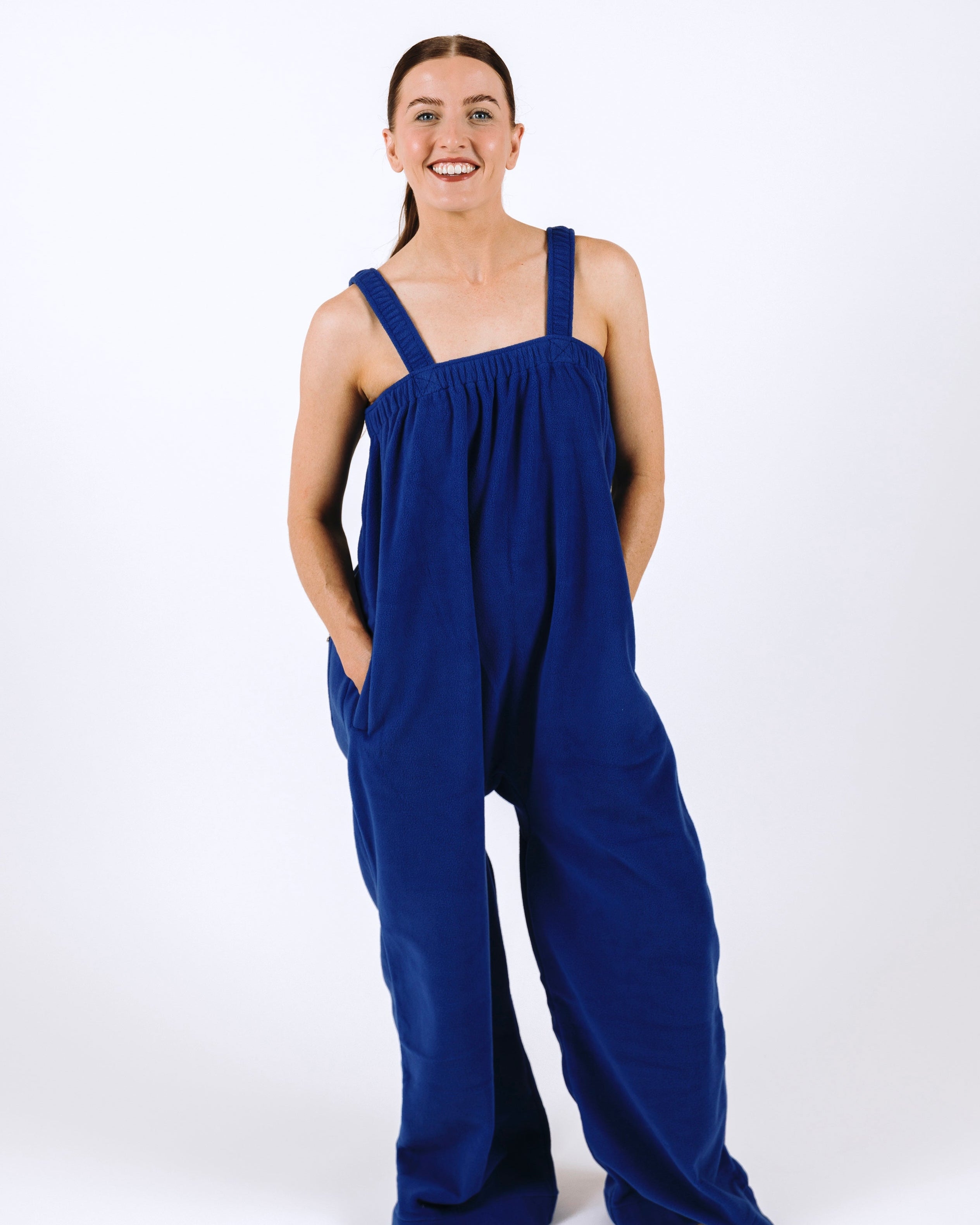 Royal blue long Ready Freddie polar fleece onesie