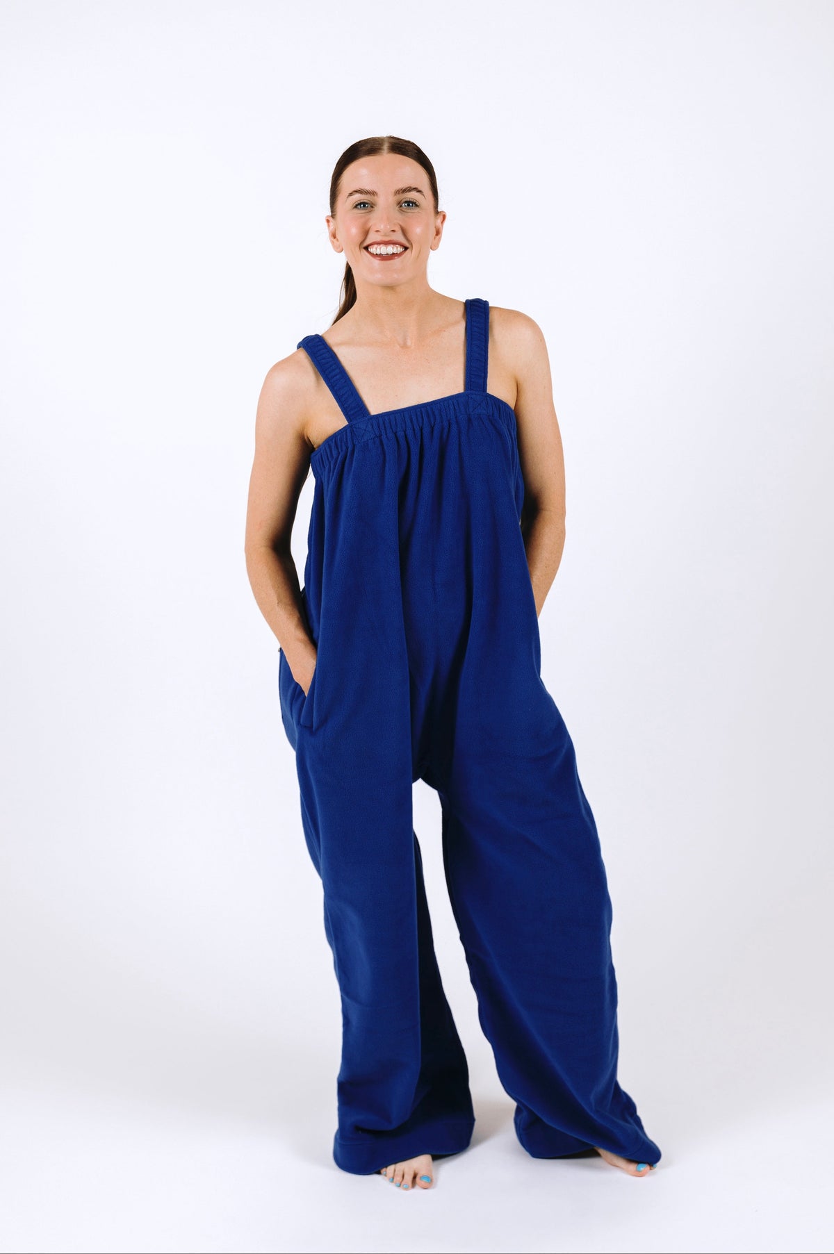 Royal blue long Ready Freddie polar fleece onesie