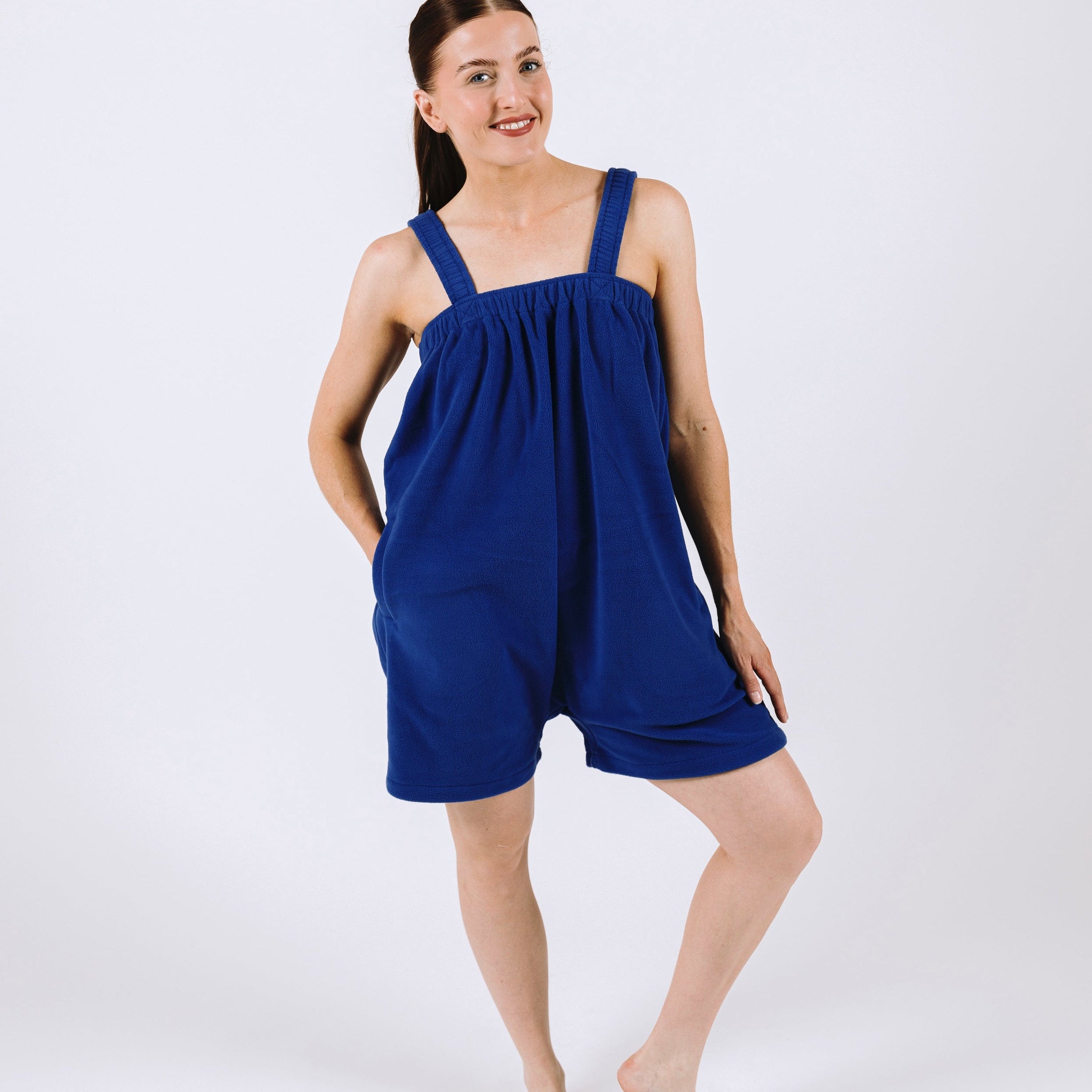 Royal blue short Ready Freddie polar fleece onesie