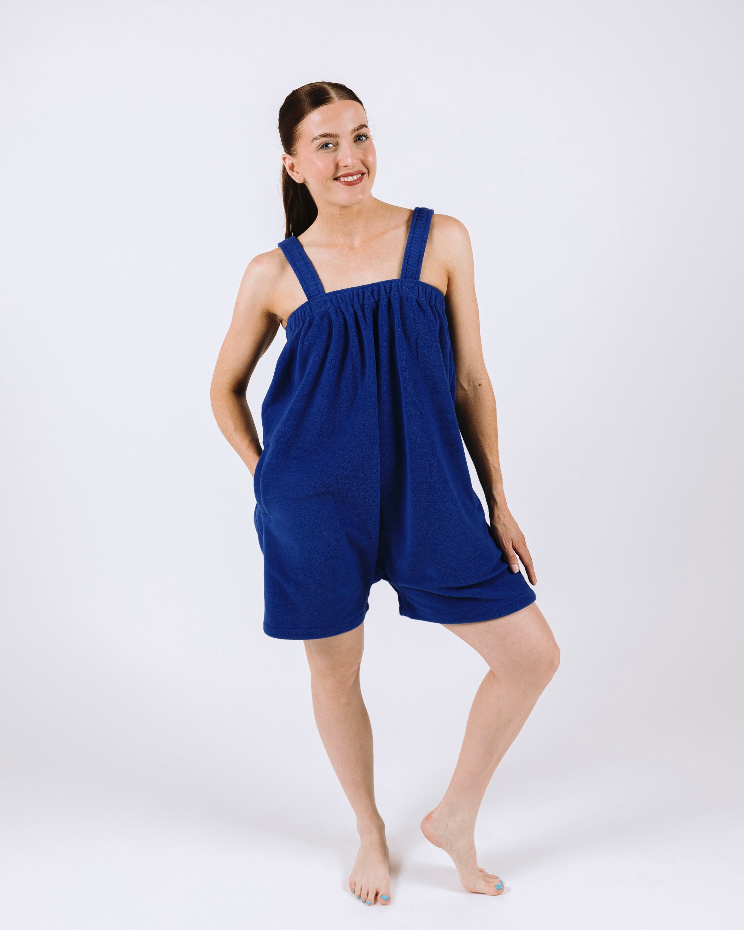 Royal blue short Ready Freddie polar fleece onesie