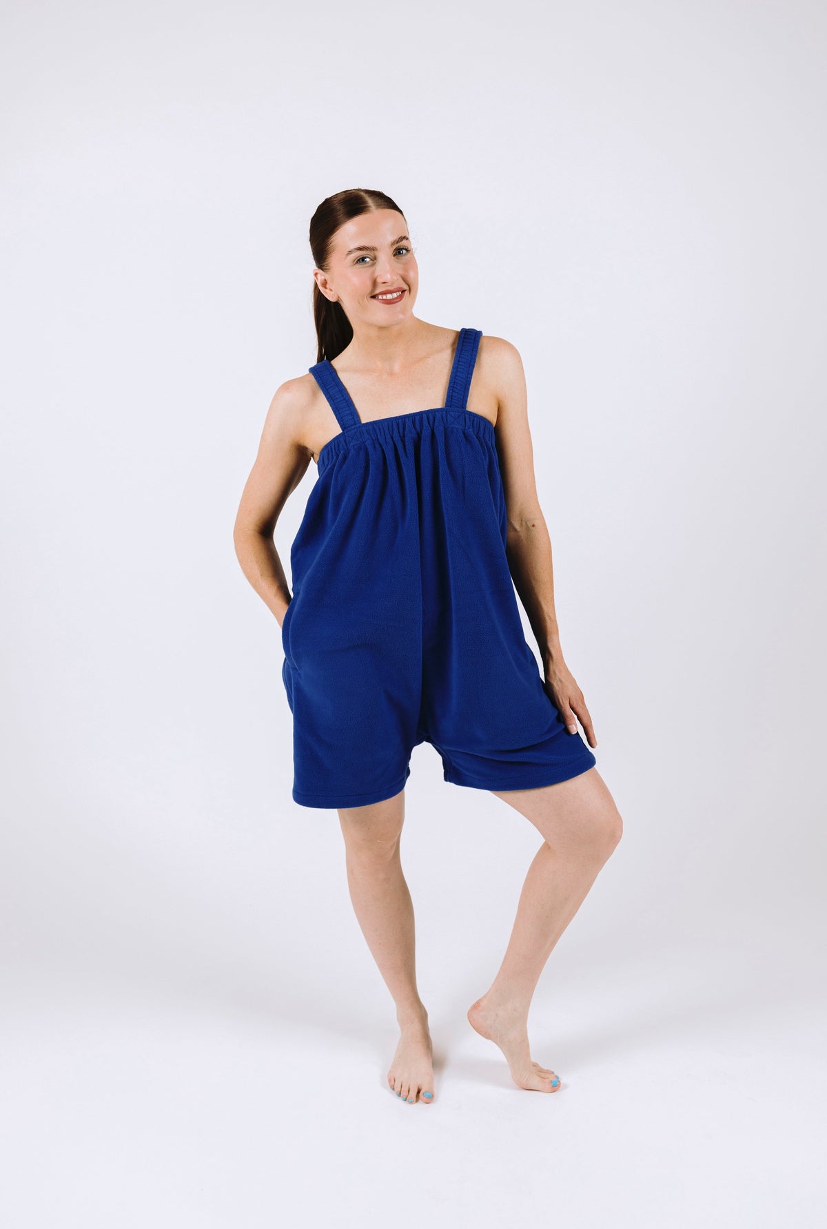 Royal blue short Ready Freddie polar fleece onesie