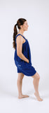 Royal blue short onesie in 100% polyester polar fleece