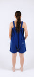 Royal blue short fleece onesie for getting ready