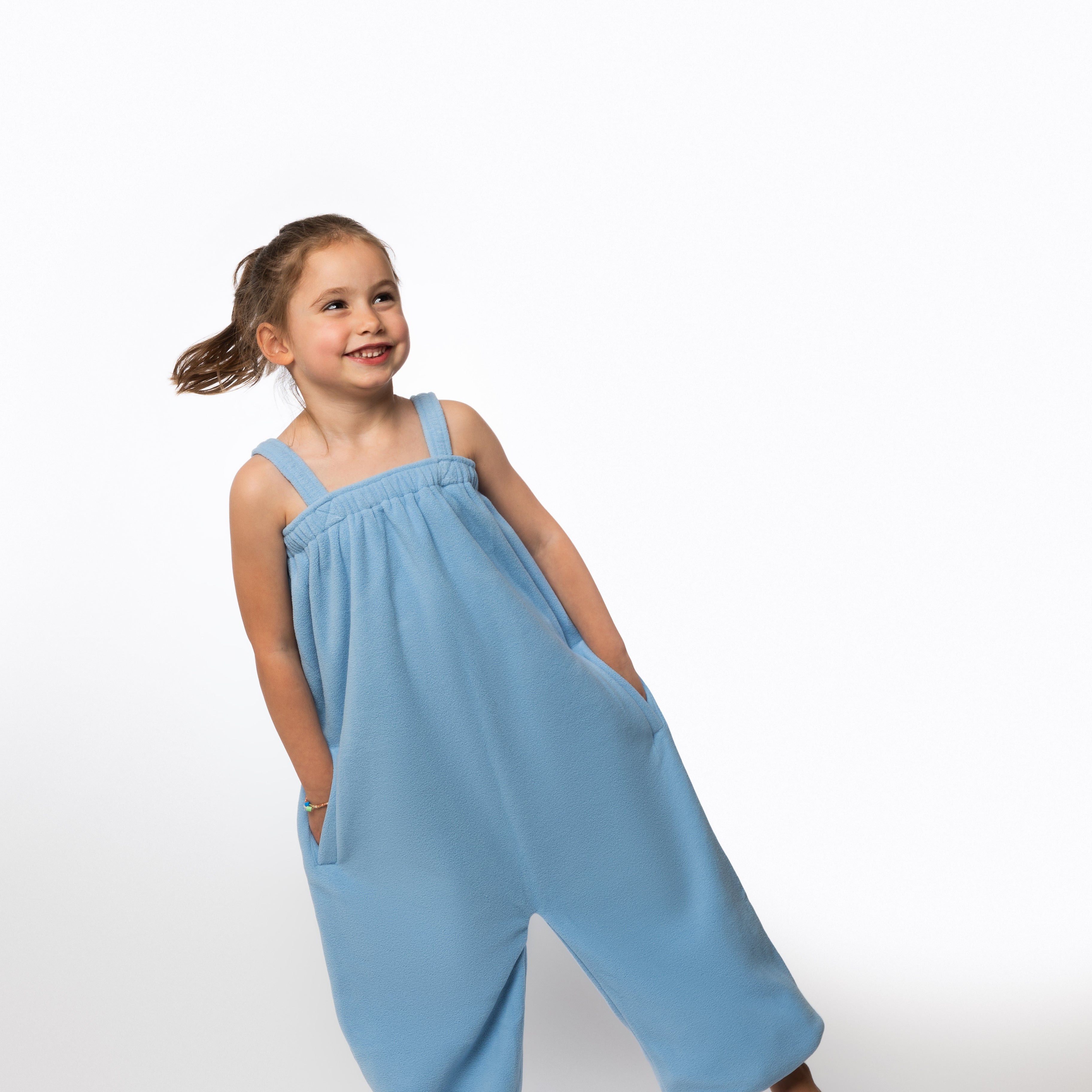 Sky blue long Ready Freddie kids polar fleece onesie
