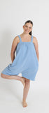 Sky blue short fleece onesie for getting ready