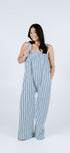 Sky blue striped long Ready Freddie fleece onesie