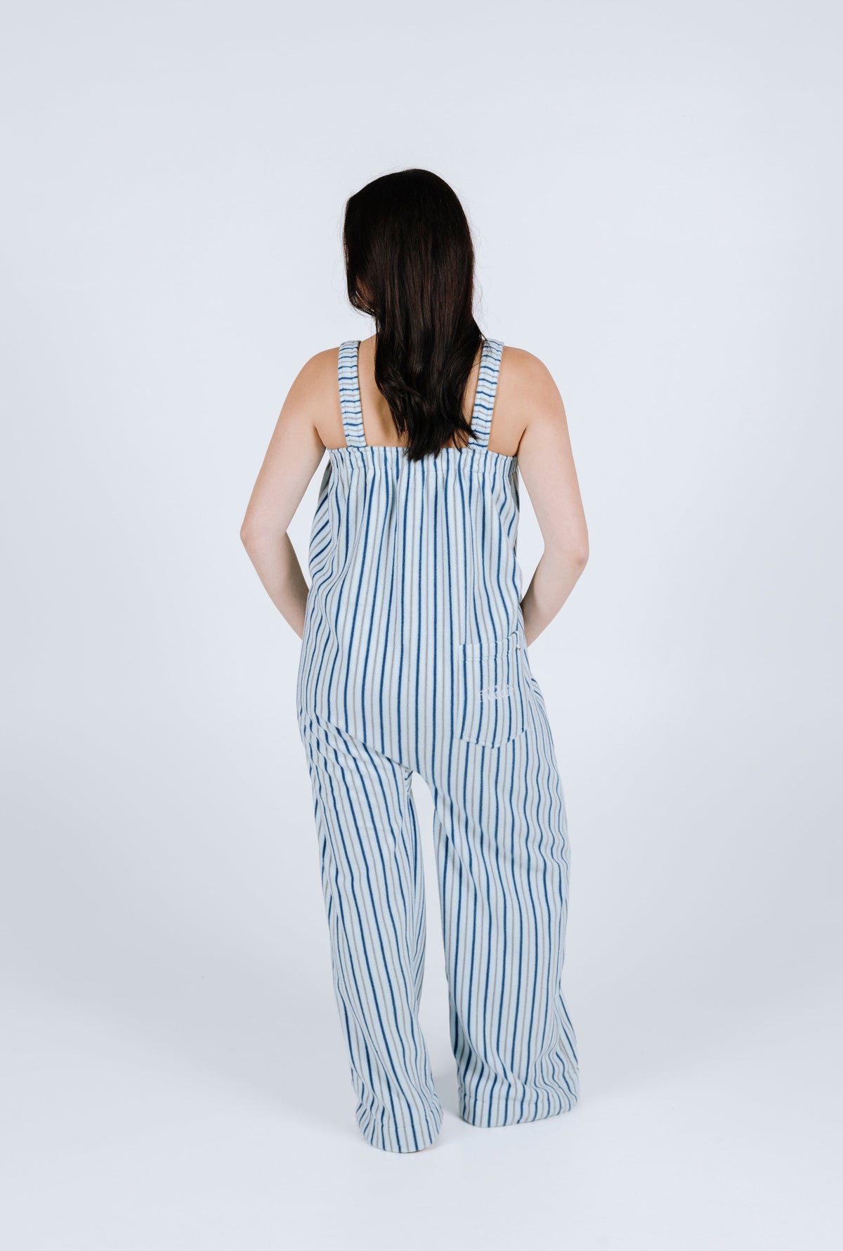 Sky blue striped long onesie in Adult and Plus sizes