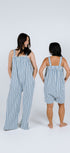 Ultra soft sky blue striped long polar fleece one piece