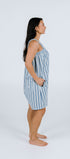Sky blue signature stripe onesie in ultra soft polar fleece