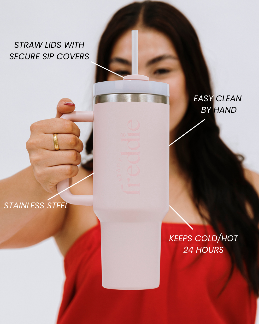 Insulated stainless steel bottle with easy sip straw lid