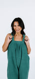 Teal green long onesie in 100% polyester polar fleece