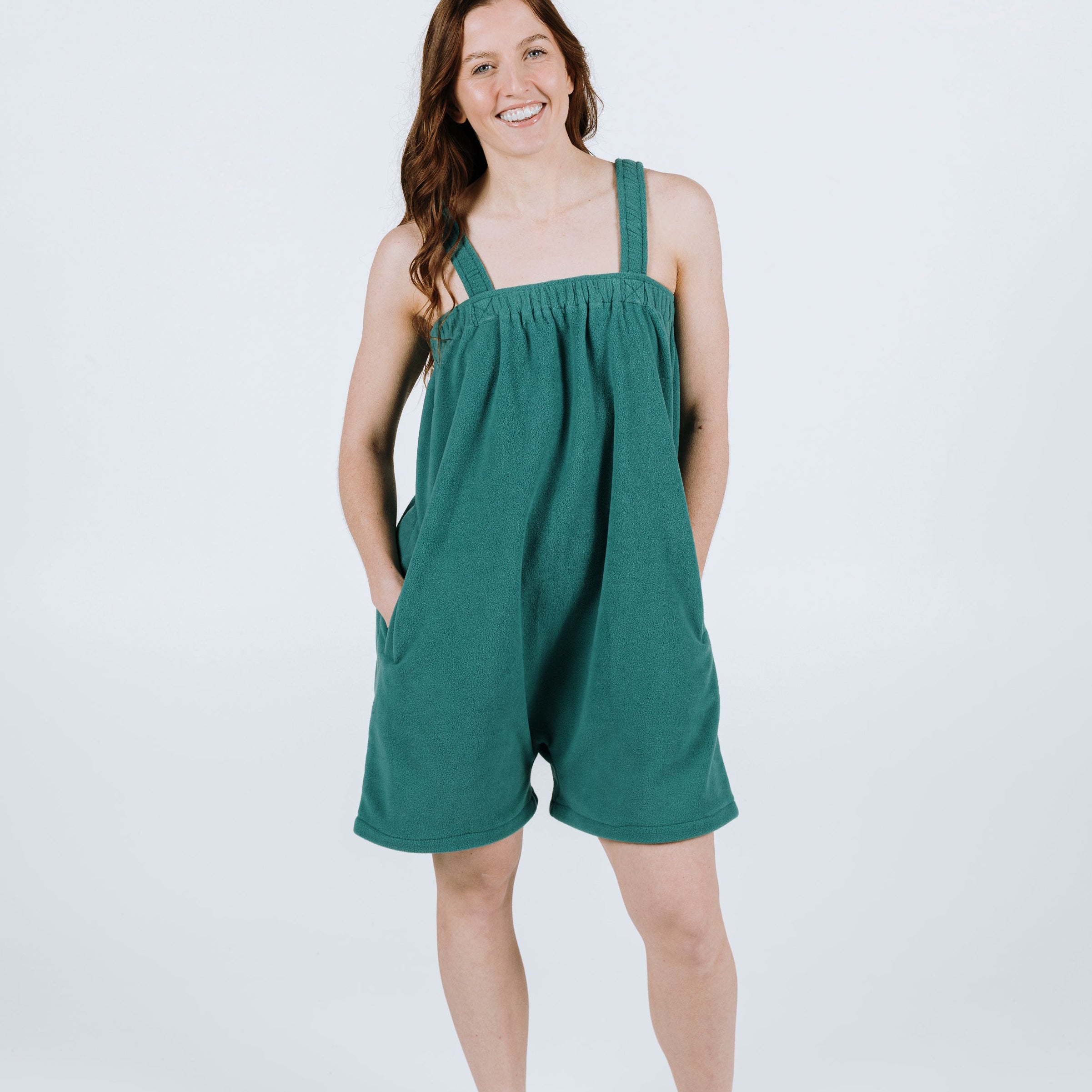 Teal green short Ready Freddie polar fleece onesie