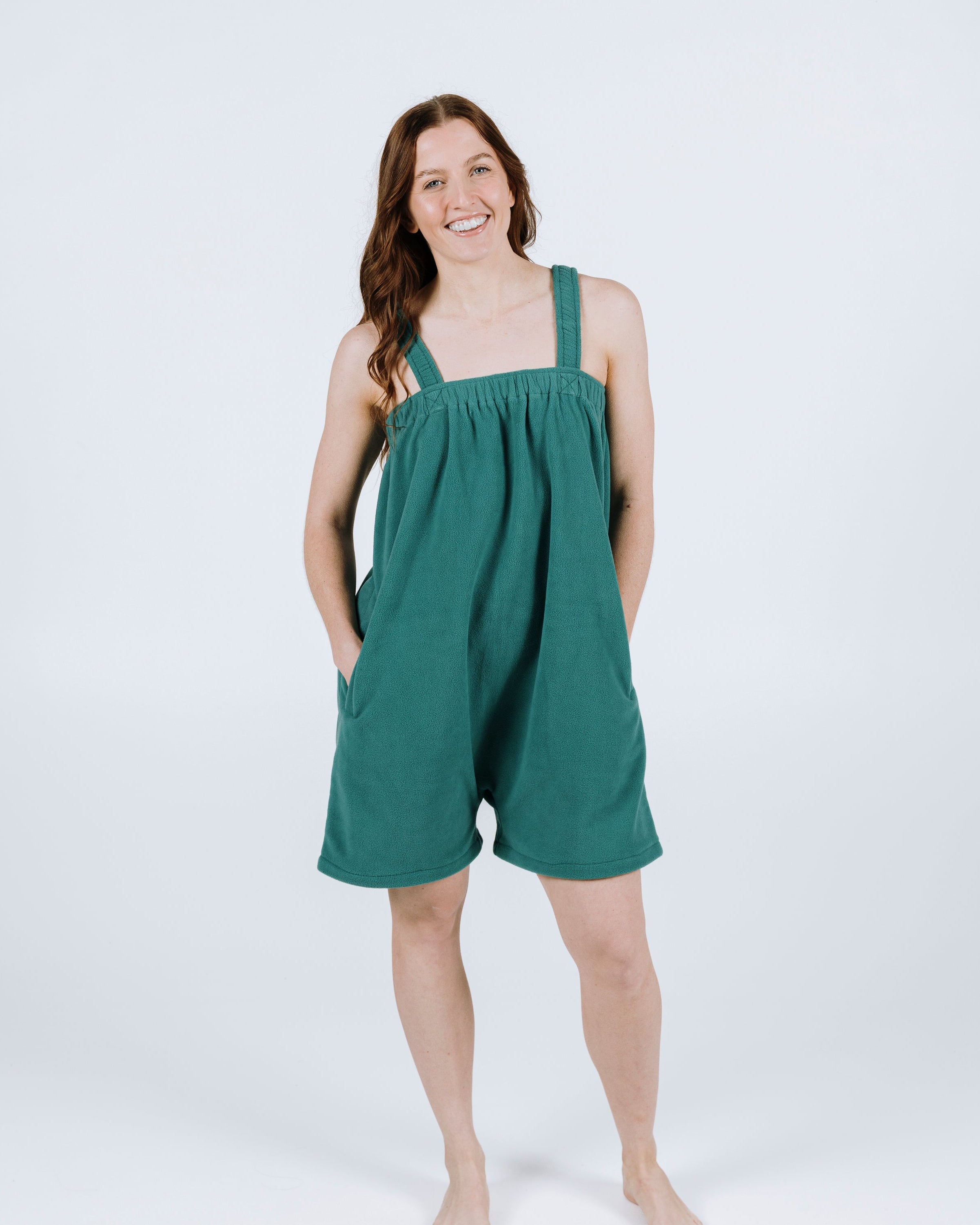 Teal green short Ready Freddie polar fleece onesie