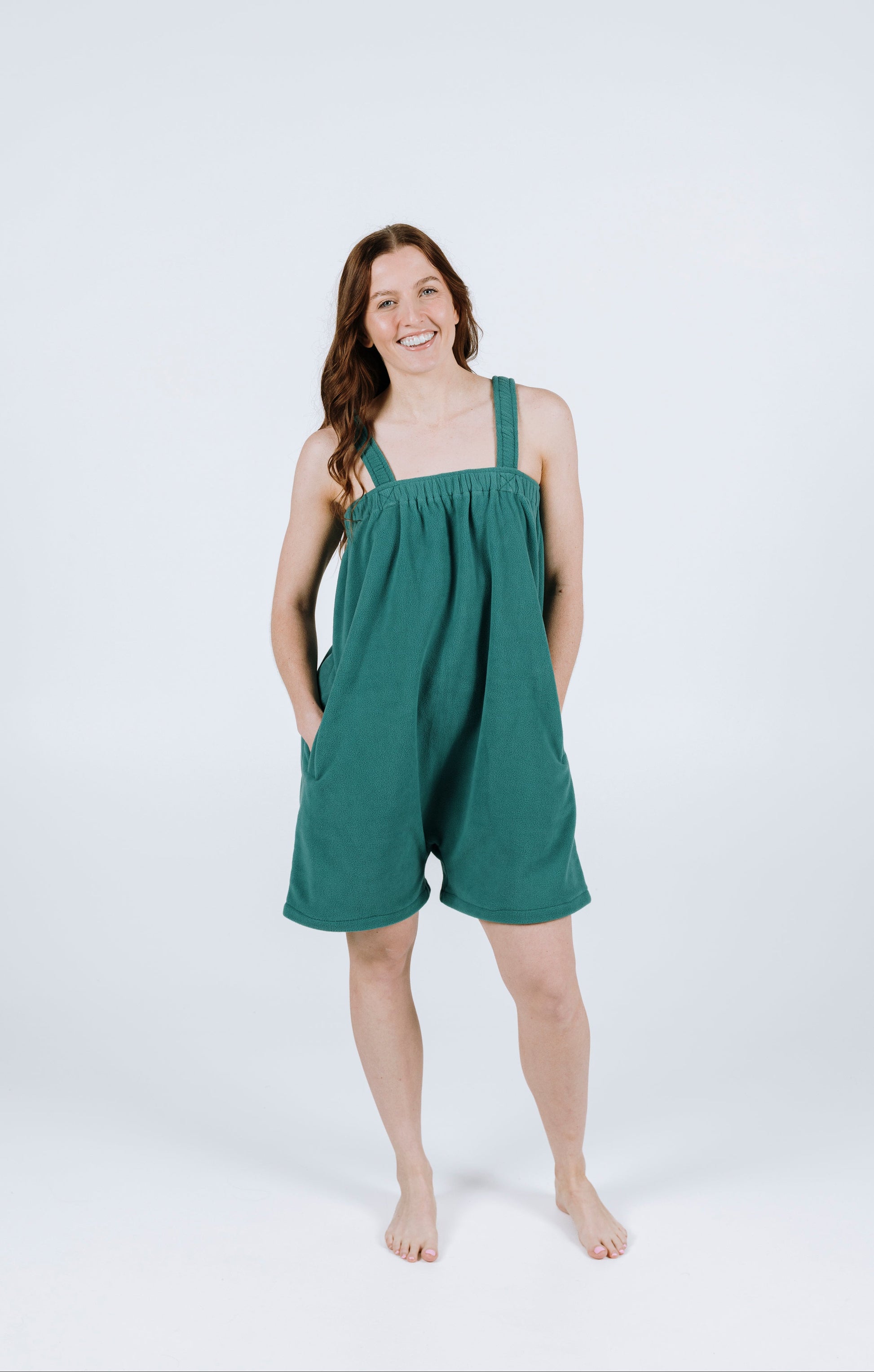 Teal green short Ready Freddie polar fleece onesie