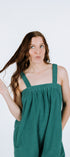 Teal green short onesie in 100% polyester polar fleece