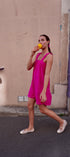 Breathable tropical pink terry towel onesie for beach days