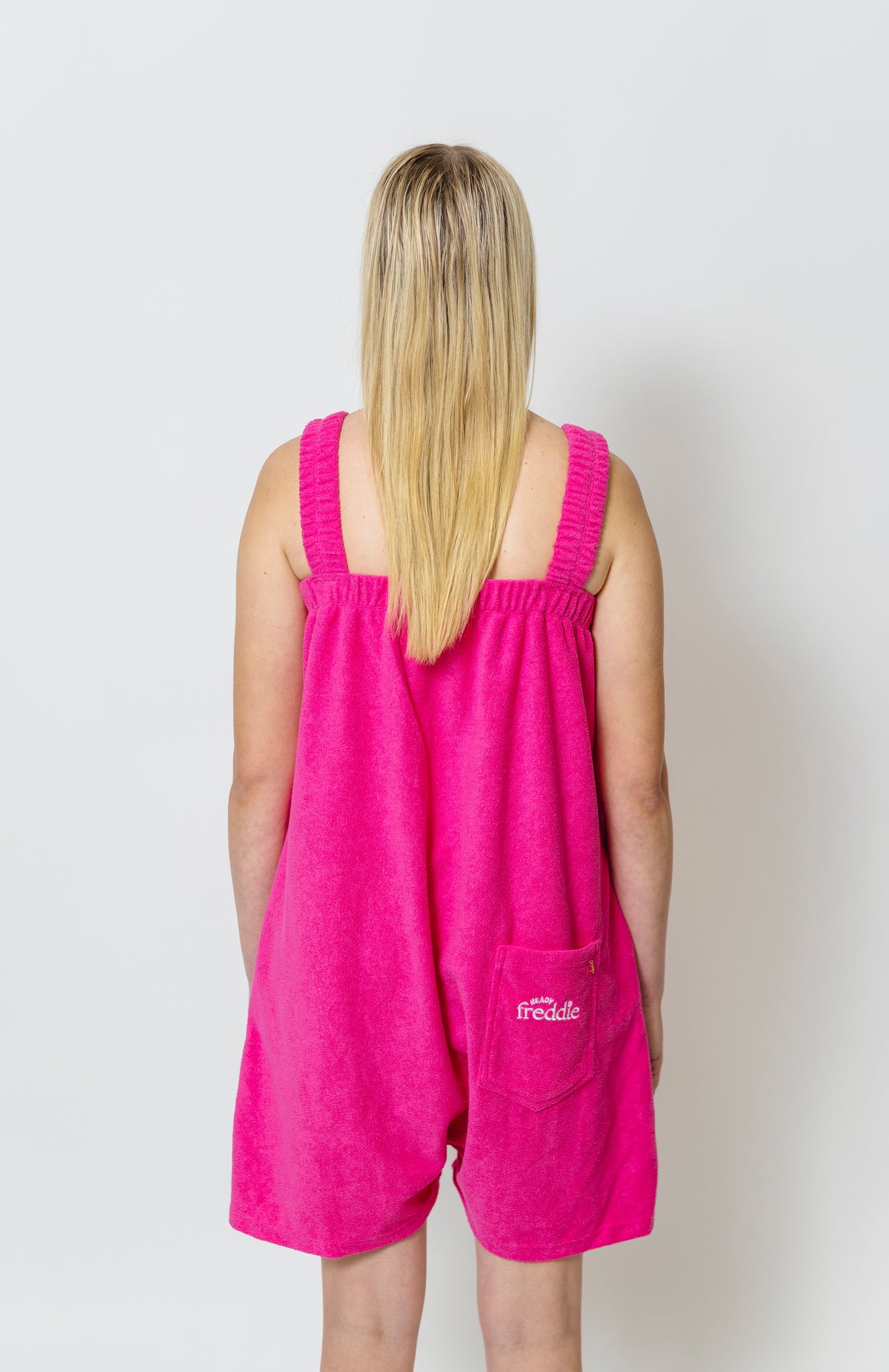 Lightweight tropical pink towel onesie in Adult sizes