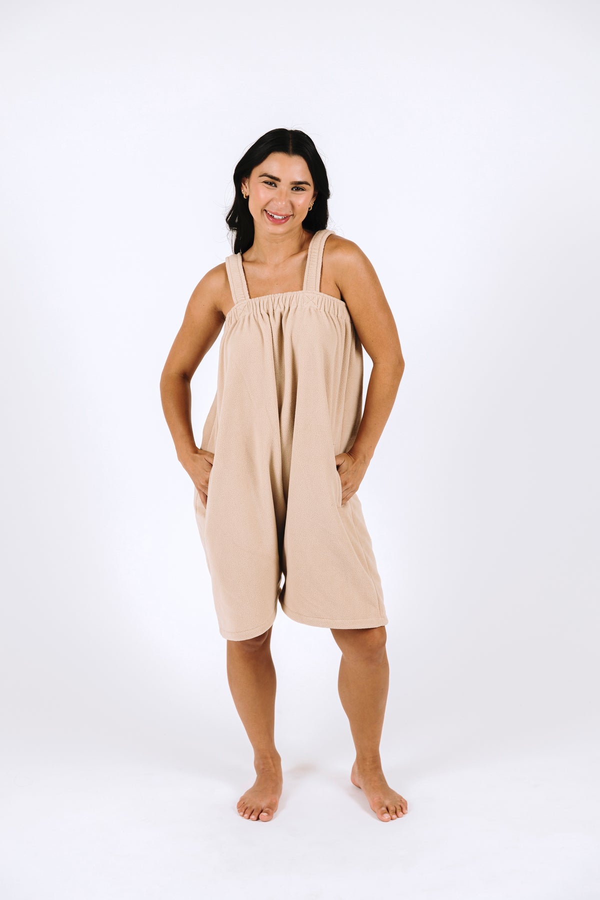 Vanilla latte beige short Ready Freddie polar fleece onesie