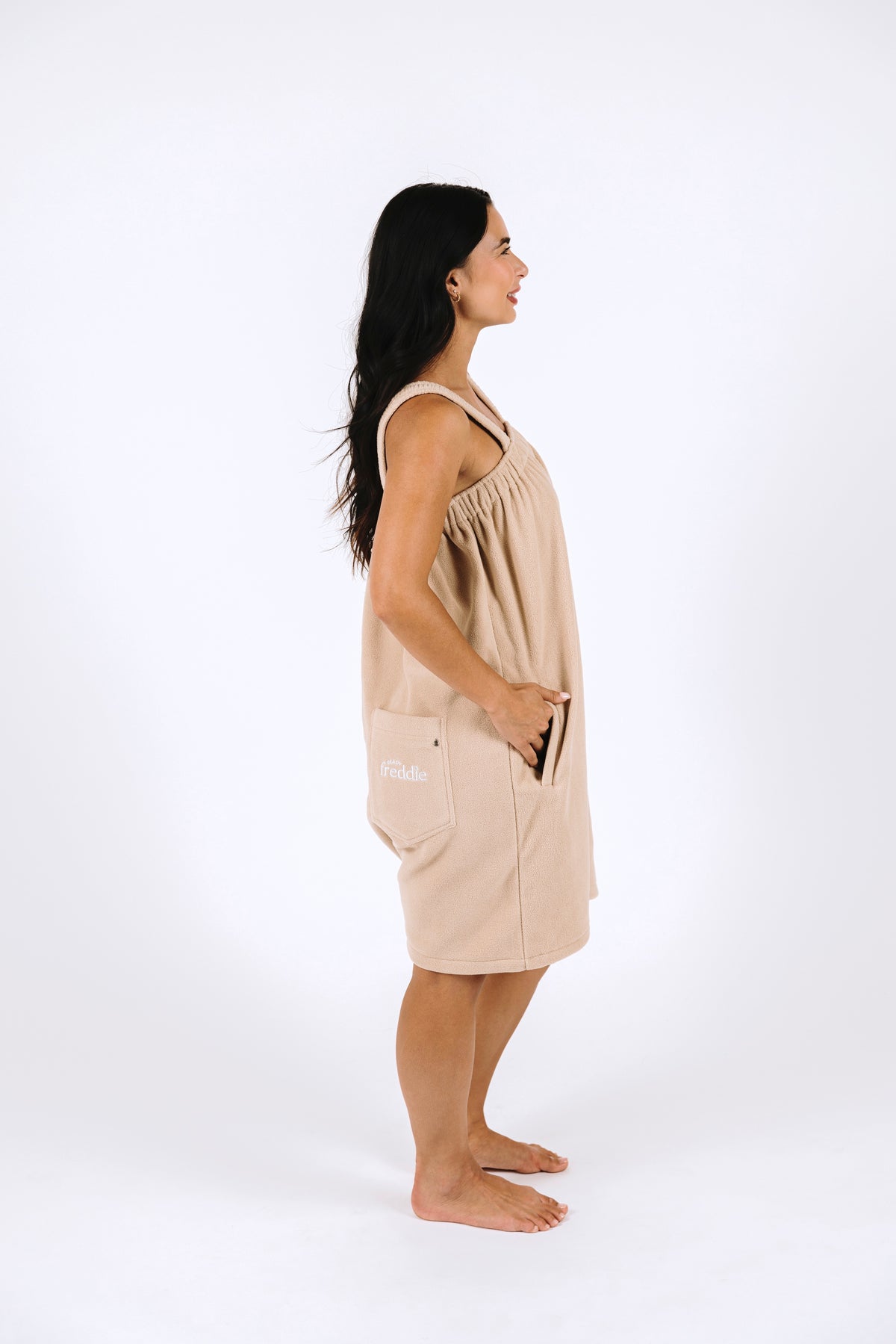 Vanilla latte beige short onesie in 100% polyester polar fleece