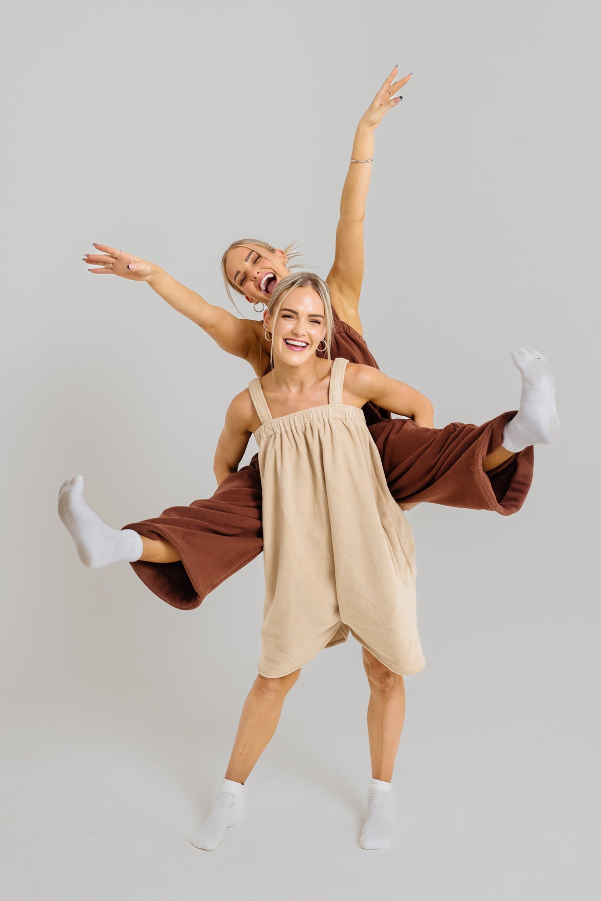 Soft vanilla latte beige short fleece onesie by Ready Freddie