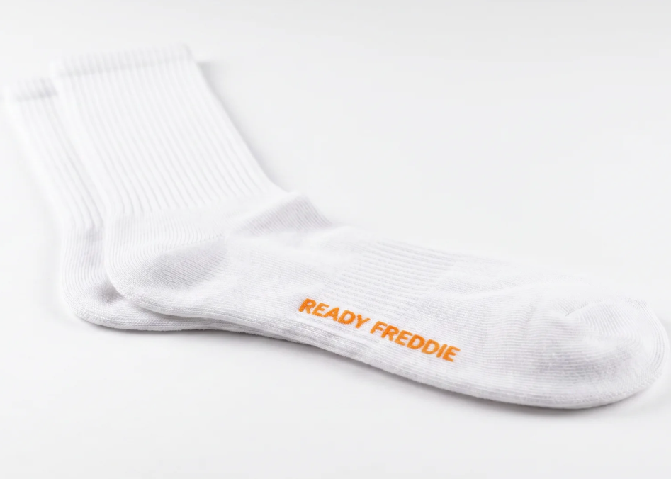 Pair of white Ready Freddie socks